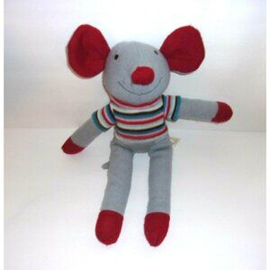 Dan Dee Gray Red Sock Mouse Striped Shirt Knit Plush 17 Inch Stuffed‎ Animal Toy